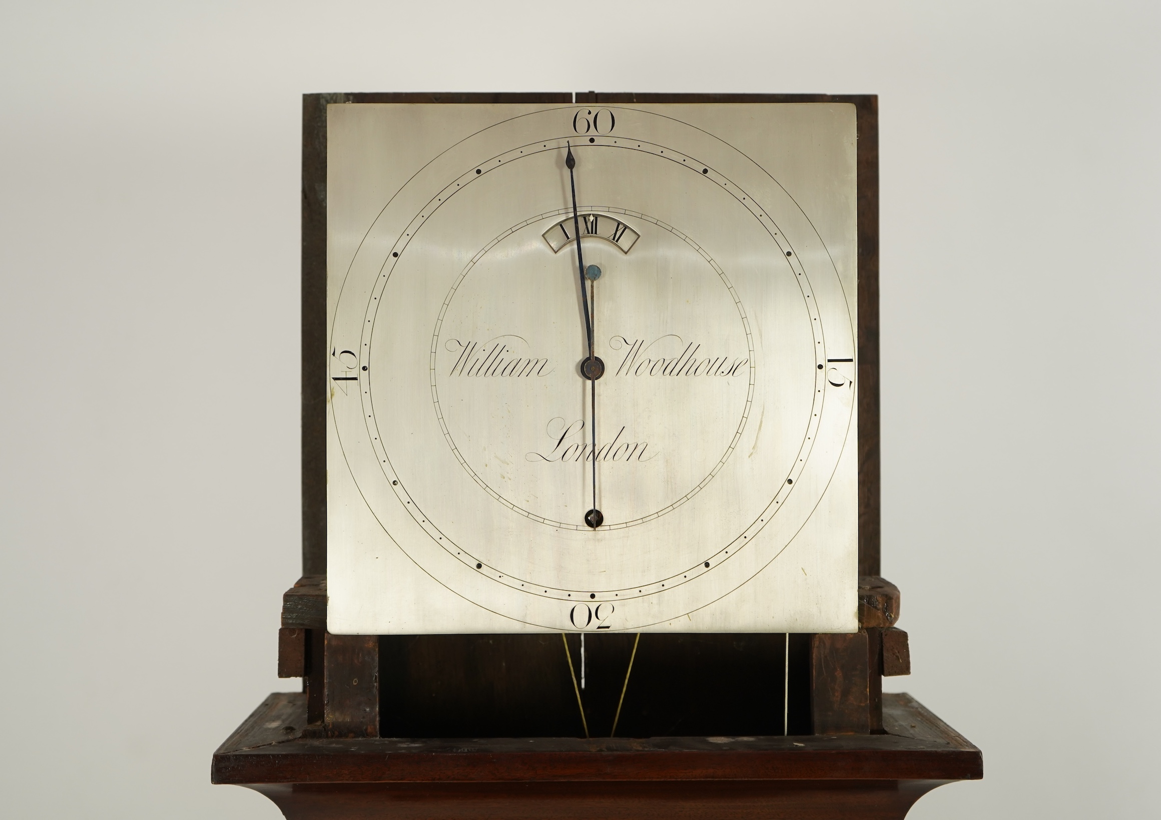 A mid 19th century mahogany eight day longcase regulator, silvered dial signed William Woodhouse, London